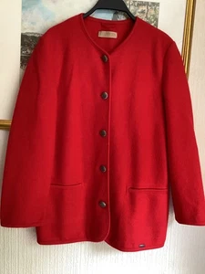 GIESSWEIN RED BOILED WOOL LONG SLEEVES JACKET UK SIZE 14 VGC - Picture 1 of 7