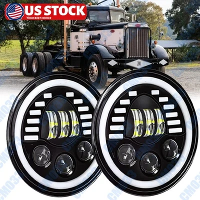 Pair 130W 7" inch Led Round Headlights High/Low Sealed Beam for Peterbilt 379 — 第 1/4 张图片