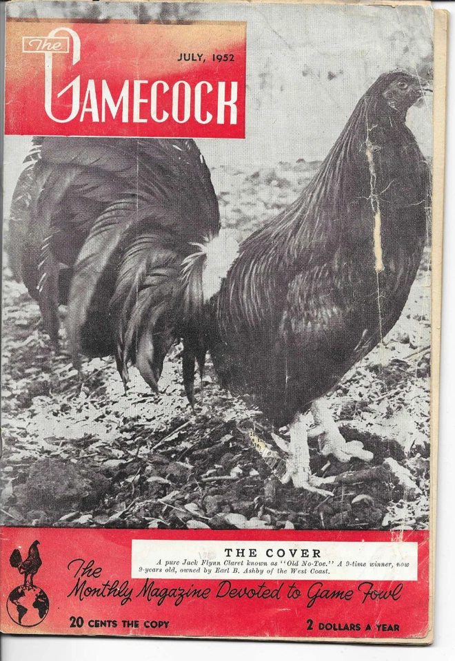 VINTAGE POULTRY QUALITY MAGAZINE The Gamecock Devoted to GameFowl july 1952 - Image 1 of 1