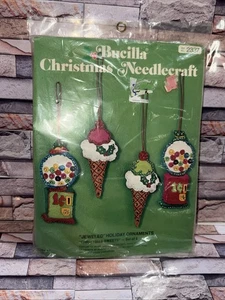 Vintage Bucilla Christmas Needlecraft Jeweled Christmas Sweets Holiday Ornaments - Picture 1 of 17