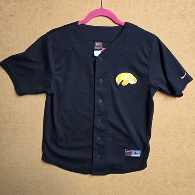 Iowa Hawkeyes NCAA Nike Team Embroidered Logo Black Baseball Jersey Youth L - Image 1 of 4
