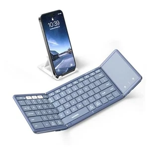 Foldable Bluetooth Keyboard with Touchpad,PU Leather Full-Size Wireless - Picture 1 of 7