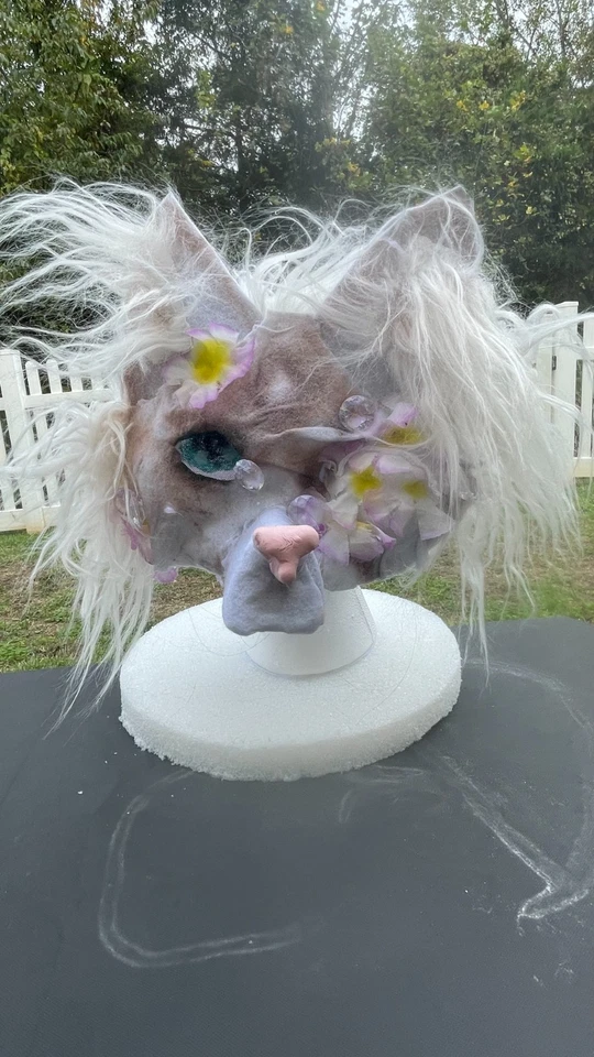 Máscara Therian hecha a mano casera, gato beige Foto 1 de 1