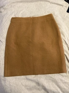 J. Falda Crew Mercantile Talla 6P Mujer Marrón Camel Mezcla de Lana Volantes SUAVE - Imagen 1 de 4
