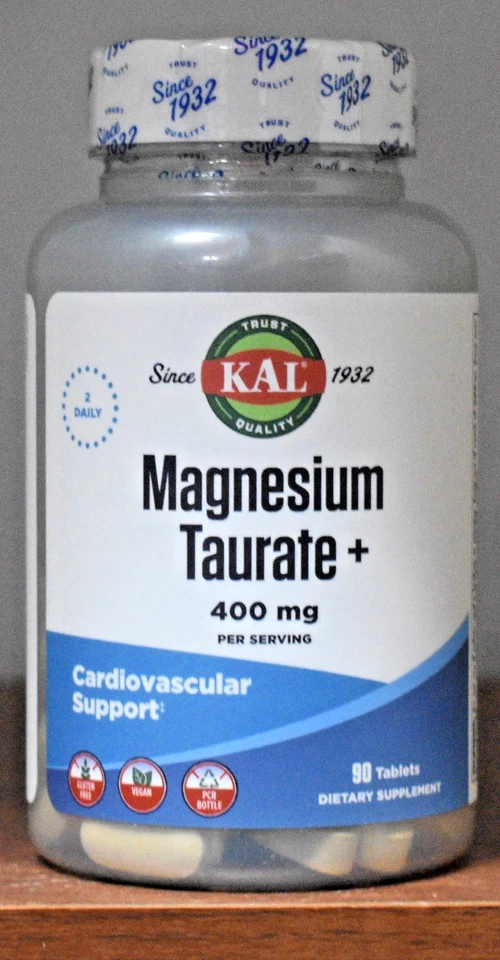 KAL Magnesium Taurate+ 400mg with Coenzyme B-6 Tablets - 90 Count