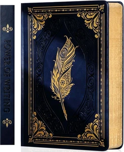 Cuadernos de diario de tapa dura gruesa CAGIE 320 páginas diario de cuero vintage para - Imagen 1 de 7