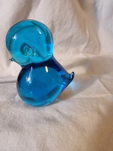 Murano Style blue glass sitting duckling 3.5" tall - Picture 1 of 4