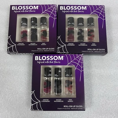 3x Brillo de labios enrollable Flor con flores reales -3 paquetes Fresa Sandía Mango Foto 1 de 4