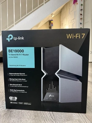 TP-LINK Archer BE800 BE19000 WiFi 7 Tri-Band 10 Gbps Wireless Router - Black - Image 1 of 4