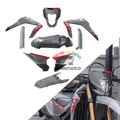 PARA HONDA CRF300L LS CRF 300 9 PIEZAS CARENADOS CARROCERÍA GRIS CON PEGATINA NUEVO 2025 Foto 1 de 4