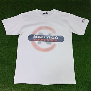Vintage 90s Nautica Competition Rare T Shirt Size XL White Made In USA