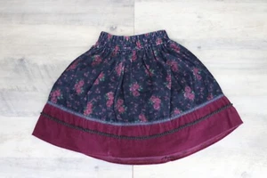 VINTAGE Palmettos Youth Girls Size Small Pull On Corduroy Floral Skirt Navy Blue - Picture 1 of 10