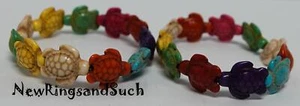 Meeresschildkröten elastisch aufgereiht mehrfarbig Howlith Armband 2er Set - Bild 1 von 4