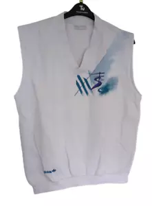 Vintage Adidas 1980s Stefan Edberg Pullover Sleeveless Tank Top Gilet Vest 40/42 - Picture 1 of 8