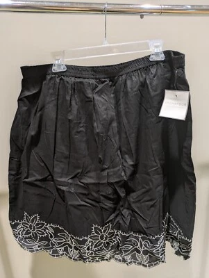 Sag Harbor Petite Chic Getaway 裙黑色带白色花卉女式 XL 码全新 — 第 1/4 张图片