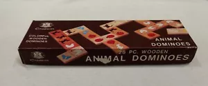 Vtg 1984 Chadwick Wooden Animal Dominoes 28 Piece Set In Original Box - Unused - Picture 1 of 7