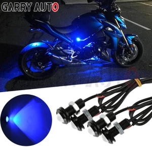 4pcs Small Blue LED Black DOME Motorcycle-Chopper-Bobber DIY Turn Signal Lights - Picture 1 of 11