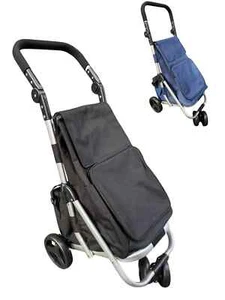 LARGE 4 WHEEL SHOPPING TROLLEY CART LIGHTWEIGHT STRONG MANEUVERABLE FOLDING NEW - Picture 1 of 18