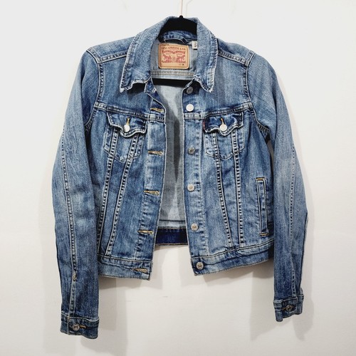 VETEMENTS Levi's Giacca Camionista Donna Originale Cronache Blu Jeans Denim XS PC9299450020