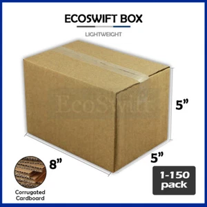 1-150 8x5x5 "EcoSwift" Cardboard Packing Mailing Shipping Corrugated Box Cartons - Picture 1 of 6