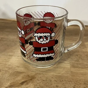 Vintage Luminarc Klarglas Weihnachtsmann Weihnachten Tasse Urlaub Kaffee Tee Tasse - Bild 1 von 7