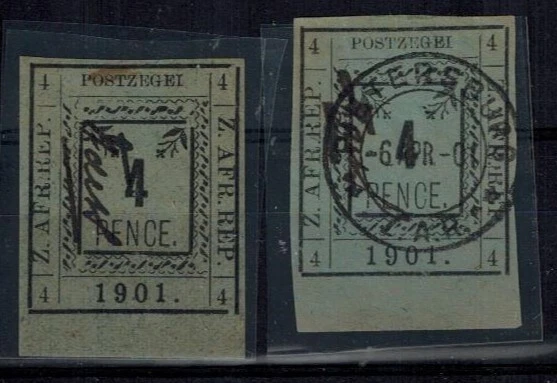 TRANSVAAL Pietersburg 1901 P2 4 pence perfeito estado e usado R4/3 POSTZEGEI ERROR - Imagem 1 de 1