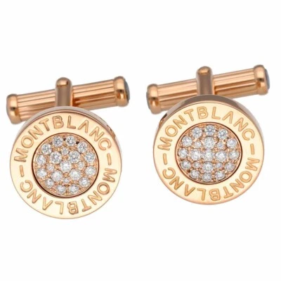 Подлинный MONT BLANC бриллиант звезда запонки оникс белая оболочка 750 K18 розовое золото б/у - Изображение 1 из 4
