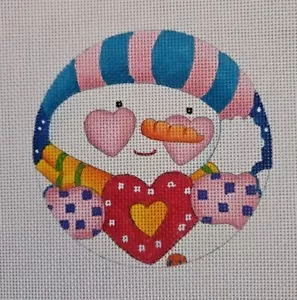 Melissa Shirley Designs SNOWMAN 18ct Handpainted Needlepoint Canvas Ornament 445 - Picture 1 of 3