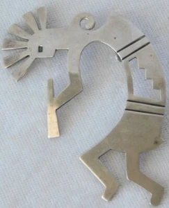 Vinatge Navajo Kokopelli Dancer Large Sterling Silver Pendant 3" - Picture 1 of 4