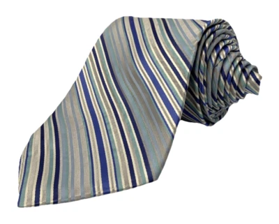 APT. 9 Silk Repp Necktie Mens Size 3.75" x 59" Blue Gray Stripes Church Corp Tie - Image 1 of 4