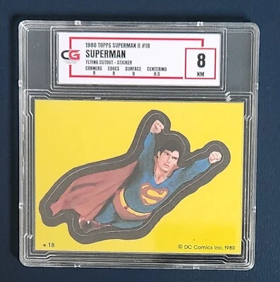 1980 Topps DC Superman Flying Sticker Cutout Puzzle #18 CG Slab Graded NM 8 - Image 1 of 2