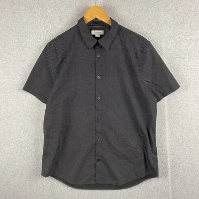 Calvin Klein Shirt Mens L Black Polka Dot Button Up Casual Summer Cotton Blend - Image 1 of 4