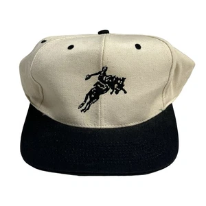 Vintage The Mavericks Hat Cap Snap Back Black Cream Embroidered Band Mens 90s - Picture 1 of 5