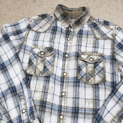 Freedom Foundry Shirt Men M Plaid Snap Lightweight Western Preppy Workshirt - Image 1 of 4