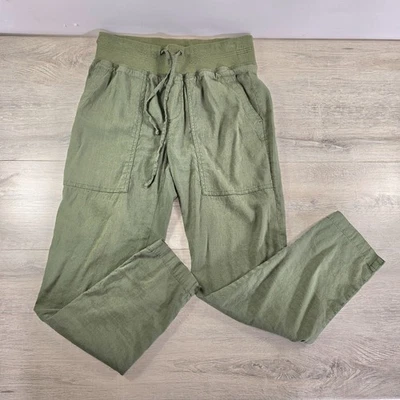 Pantalones chinos de lino Loft para mujer talla XS verde oliva boho playa cónicos Foto 1 de 4