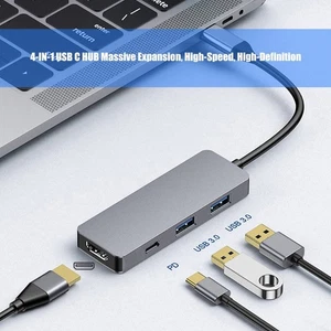 4 Port USB C Adapter 4K HDTV Type C 2xUSB3.0 Power Adapter For PC Laptop tablets - Afbeelding 1 van 8