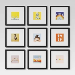 Set of 9 Gallery Frame Set 10" x 10" Matted to 5" - Picture 1 of 12