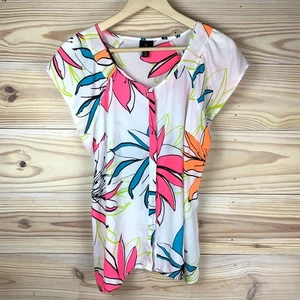 Top Worthington Pequeño Grande Floral Neón Tropical Clásico Playa Informal - Imagen 1 de 10