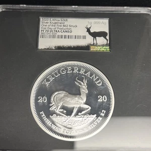 2020 2 oz One of the First 862 Struck SOUTH AFRICA 2 Krugerrand NGC PF70 Silver - Picture 1 of 4