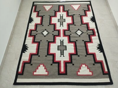 Southwestern Navajo Kilim Wool Rug Handwoven Native American Aztec Wool Area Rug - Image 1 of 4