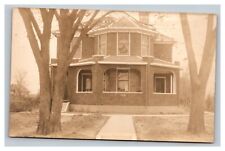 Vintage 1910's RPPC Postcard Suburban Home with Trees