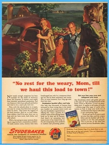 1944 Studebaker Pickup Truck Vintage WWII Ad Teenage Farm Boys Mom South Bend IN - Picture 1 of 1