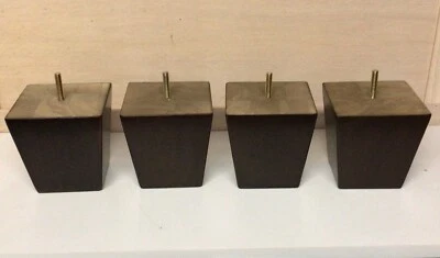 DA4040 Furniture Feet Chair Ottoman Cabinet Sofa Square Tapered Walnut 4 legs 4" - Image 1 of 3