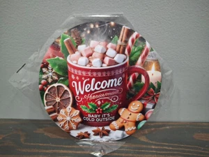 Welcome Hot Cocoa Baby It's Cold Outside 8 inch Round Metal Sign Retro - Picture 1 of 3