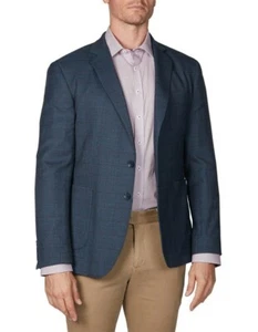 GEOFFREY BEENE Slim Fit Windowpane Check Blazer Size XL, Navy/BerryORP: $299 - Picture 1 of 6