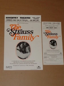 Tarjeta de ventana de teatro Coventry 1973 The Strauss Family Cyril Ornadel + folleto - Imagen 1 de 1
