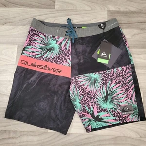 Quiksilver Highline Omni Block 19 Boardshorts Mens Sz 32 Hibiscus DryFlight NWT - Picture 1 of 14