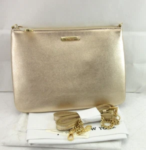 GiGi New York Chelsea Slim Crossbody NEW Leather Metallic Gold - Picture 1 of 13