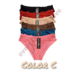 Women Front Overlap Lace Stretch Satin Back Sexy Cute Bikini panties Underwears - Picture 1 of 24