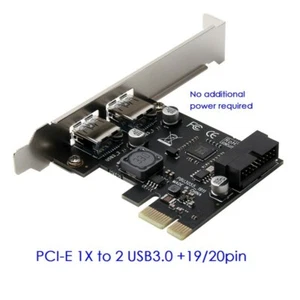 PCI-E to USB 3.0 2 Port PCI Express Expansion Card 19-Pin Power Connector new - Picture 1 of 6
